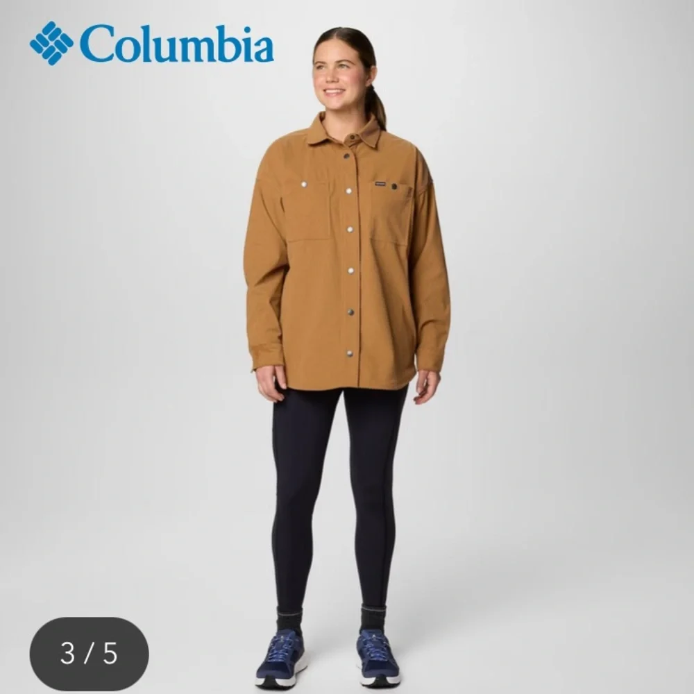 Columbia Women's Blue Point Creek Corduroy Shirt Jacket size large Camel Brown - Picture 3 of 9